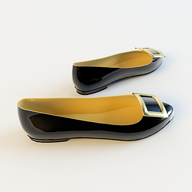 Elegant Buckle Shoes: Low Heel 3D model image 1 