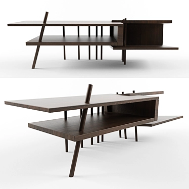 Elegant Walnut Coffee Table 3D model image 1 