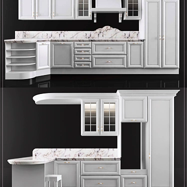 Classic White Kitchen 3D model image 1 