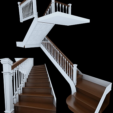 Classic Wood Carved Staircase 3D model image 1 