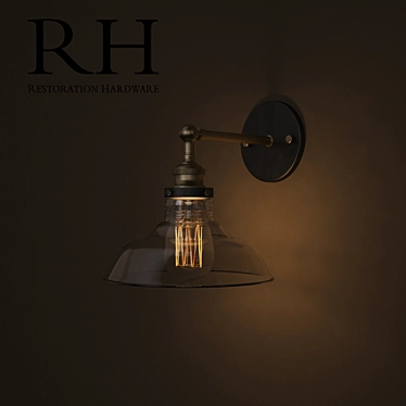 Vintage Industrial Glass Barn Sconce 3D model image 1 