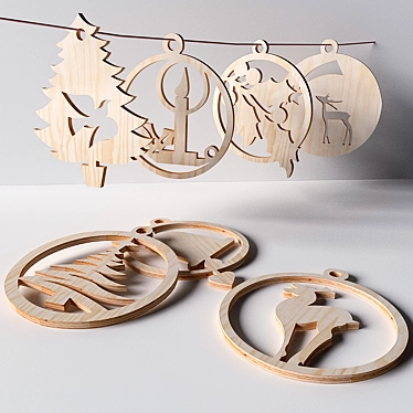 Title: Plywood Christmas Ornaments 3D model image 1 