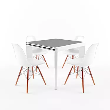 Convertible Buffet Table & Chair Set 3D model image 1 