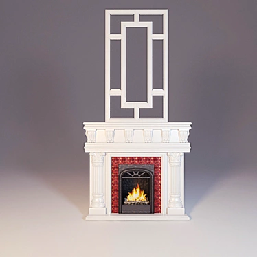 Elegant Mantel Mirror Fireplace 3D model image 1 