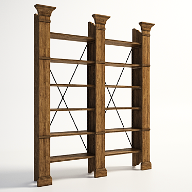 Industrial Charm - Xavier Double Bookshelf 3D model image 1 