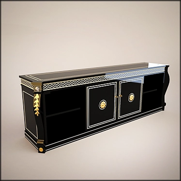 Golden Black Wood Metal Cupboard 3D model image 1 