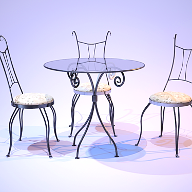 Artisan Forge Table and Chairs 3D model image 1 