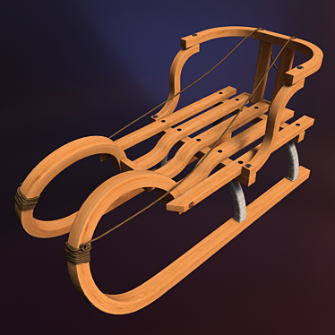 Wooden Children Sledges 3D model image 1 