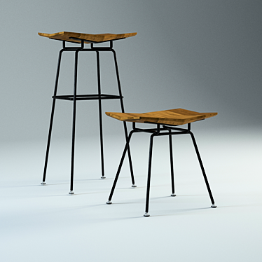 Sleek DUA Stools by INCH 3D model image 1 