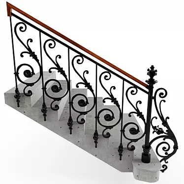 Classic Iron Exterior Railing 3D model image 1 