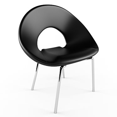 Ring Chair: Modern Designer Leather Chair with Chrome Finish 3D model image 1 