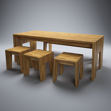 Relaxed Oak Dining Table 3D model image 1 