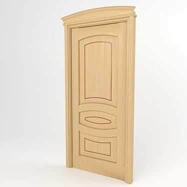 Elegant Wood Door Set 3D model image 1 