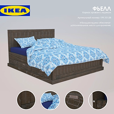 Fjell IKEA - Convenient Wooden Bed 3D model image 1 