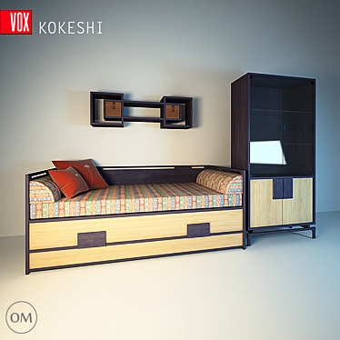 Kokeshi VOX - Bed, Shelf, Bookcase 3D model image 1 