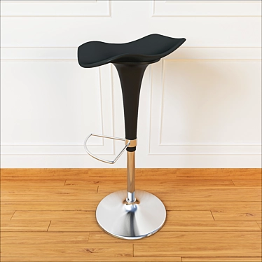 Sleek Black Bar Stool 3D model image 1 