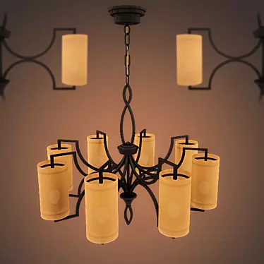 Glamorous Distressed Bronze Chandelier 3D model image 1 