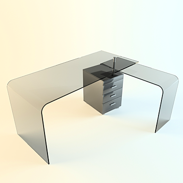 Tinted Glass Custom Corner Table 3D model image 1 