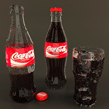 Coca-Cola Water Drops: Glass & Bottle 3D model image 1 