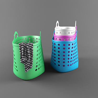 Versatile Plastic Laundry Baskets 3D model image 1 