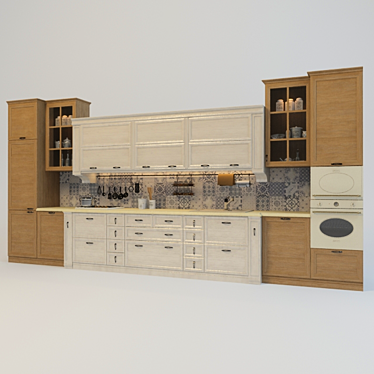 Minimalist Kitchen: Tiles Texture Included 3D model image 1 