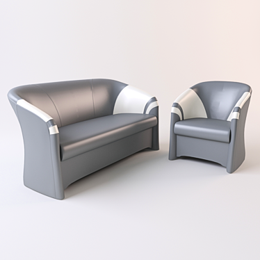 Contemporary 3-Piece Sofa Set 3D model image 1 