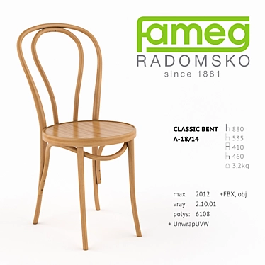 Classic Bent Chair: Fameg A-18/14 3D model image 1 