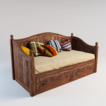 Natural Wood Sofa: Rustic Elegance 3D model image 1 