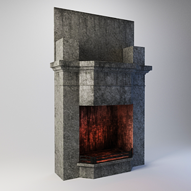 Natural Stone Fireplace with Cast Iron Enclosure 3D model image 1 
