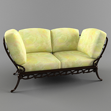 Title: Classic Wooden Sofa 3D model image 1 
