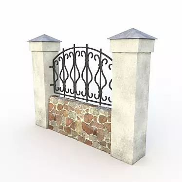 1900mm Stone Fence: Elegant & Durable Solution 3D model image 1 