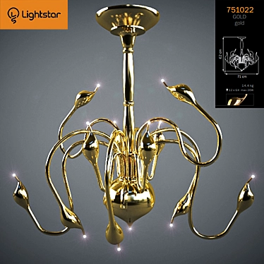 Italian Chandelier CIGNO COLLO - Elegant Pendant Light with Gold Metal 3D model image 1 