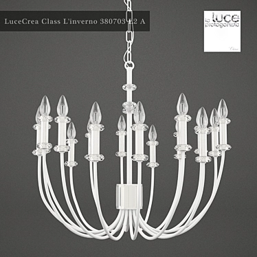 Elegant Matt White Chandelier with 9 Halo Lights 3D model image 1 