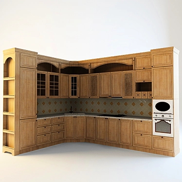 Classic Kitchen with Side Niche for Decor 3D model image 1 