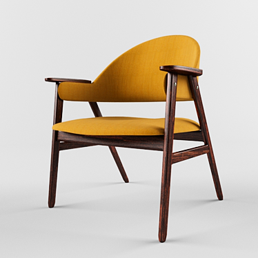 Vintage Teak Armchair: Mid Century Elegance 3D model image 1 