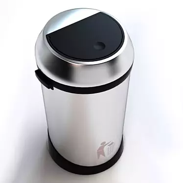 Sleek Steel Swing Top Trash Can 3D model image 1 