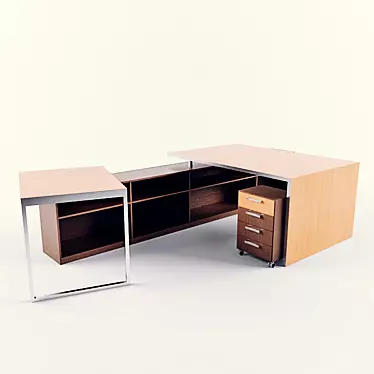 Dual Office Desk 3D model image 1 