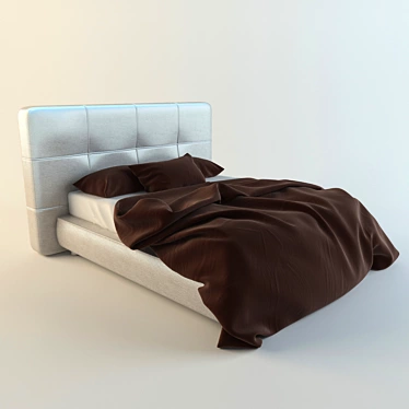 Stylish Double Bed 3D model image 1 