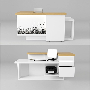 Modern Reception Desk - Custom Design 3D model image 1 