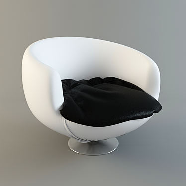 Elegant Mono-Color Chair with Leather Cushion 3D model image 1 