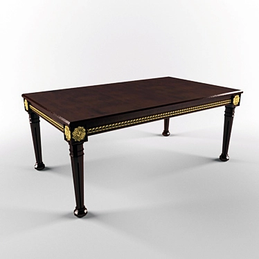 Elegant Wood & Gold Table 3D model image 1 