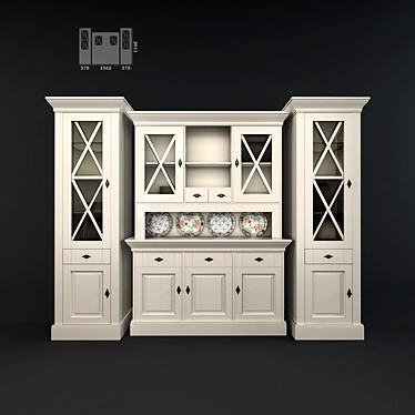 Elegant Showcase and Buffet Set 3D model image 1 