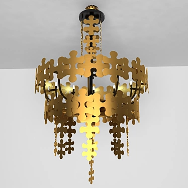 Luxury Gold and Black Chandelier 3D model image 1 