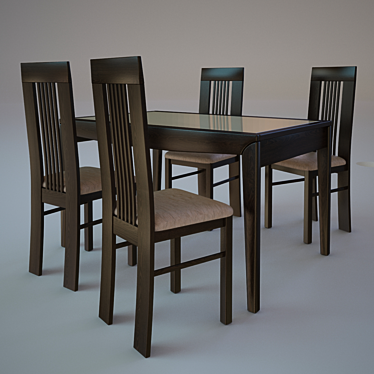 Fenice Dining Set: Alno Table and Amarena Chairs 3D model image 1 