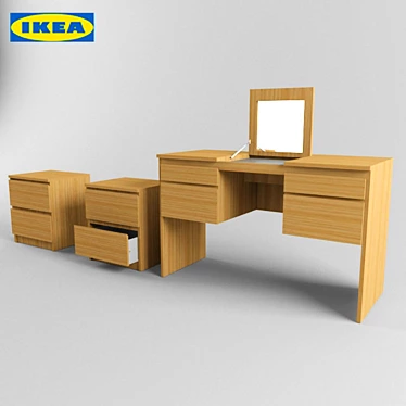 Modern Scandinavian Malm Ransbach Set 3D model image 1 