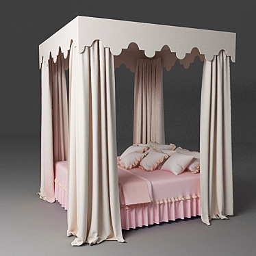 bed with a rectangular canopy