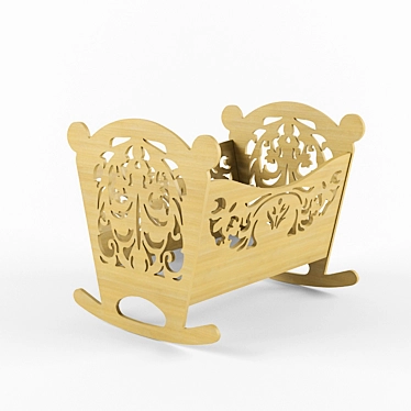 Elegant MDF Cradle with Intricate Design 3D model image 1 