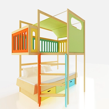 Calico Loft Bed: Playful Elegance 3D model image 1 