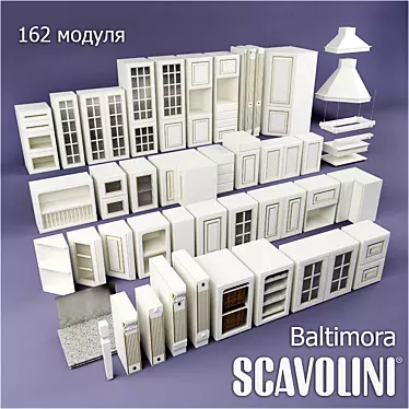 Scavolini Baltimora Kitchen: Base Modules for Custom Layouts 3D model image 1 