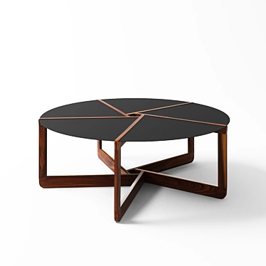 Modern Minimalist Steel & Walnut Coffee Table 3D model image 1 